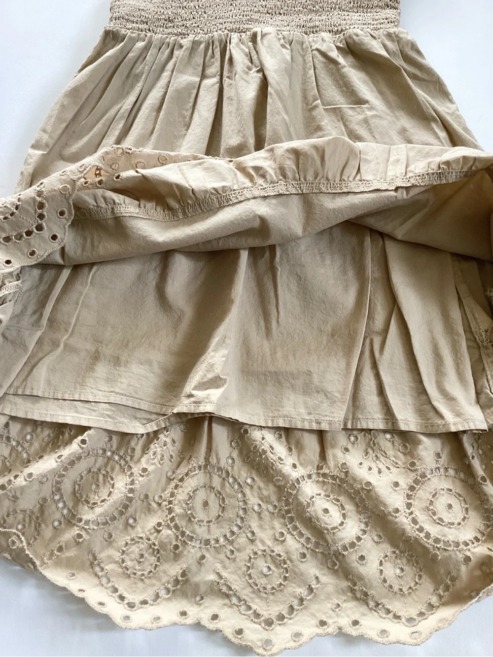 Gap Tan Smocked Eyelet Dress